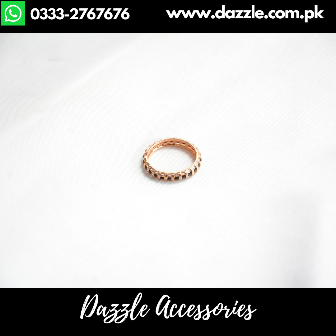 Delicate Golden Black Band Ring Size