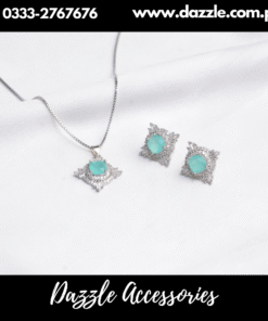 Light Blue Silver Pendant Set