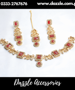Maroon Antique Pearl Choker with Earrings Binddiya