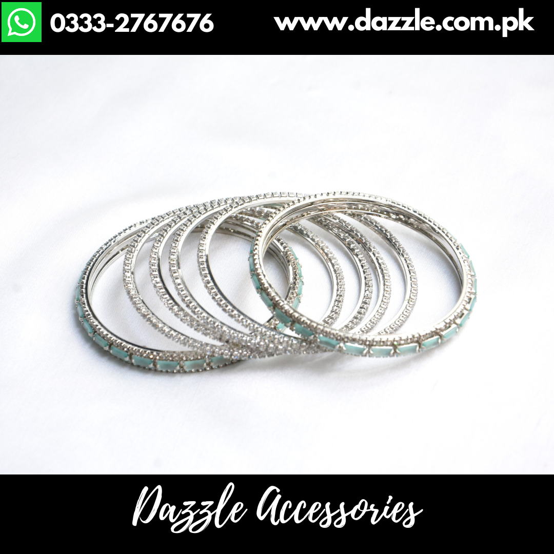 Mint Silver Bangles Set size