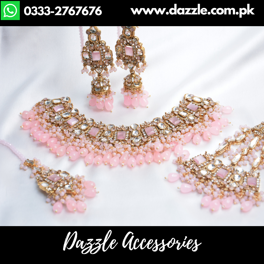 Pink Bridal Set with Jhoomar Bindiya