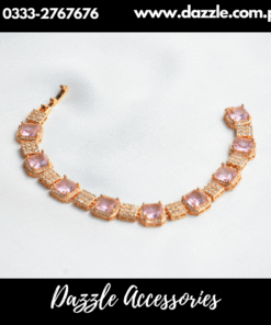 Pink Golden Square Stone Bracelet