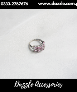 Pink Silver Plated Ring Adjustable Size