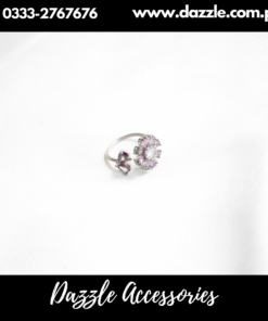 Purple Silver Floral Ring Adjustable Size