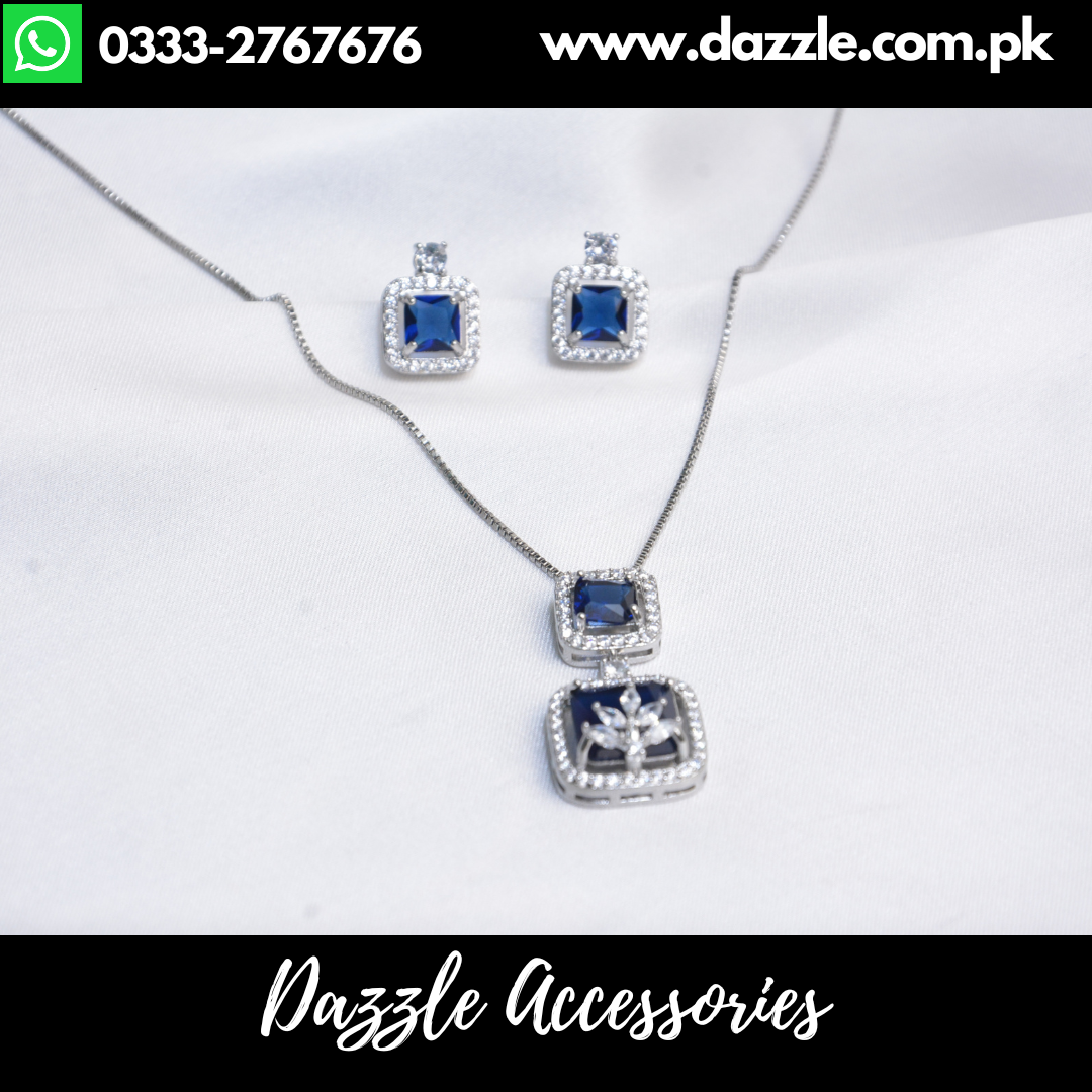 Sapphire Blue Pendant with Earrings