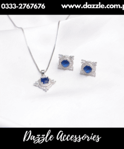 Sapphire Blue Pendant with Stud Earrings