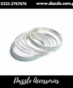 Silver Mint Bangles Set Size