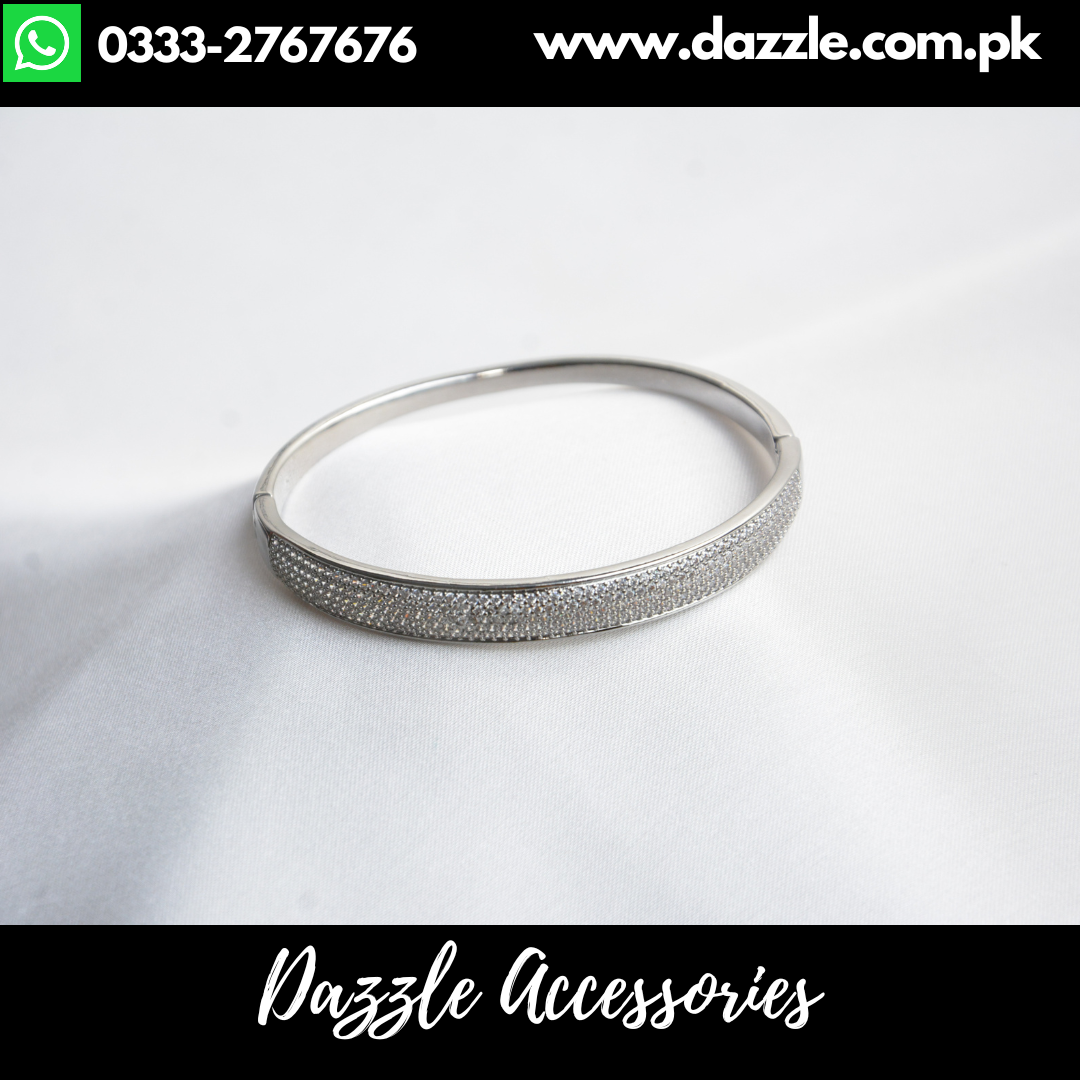 Silver Plated Zirconia Bangle Bracelet