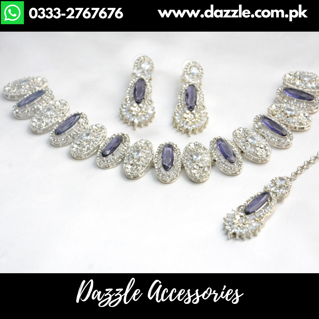 Silver Purple Choker Set