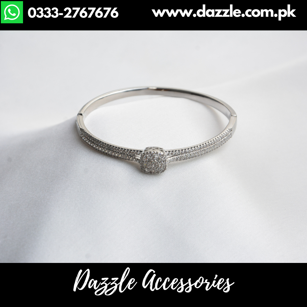 Silver Zirconia Bangle Bracelet