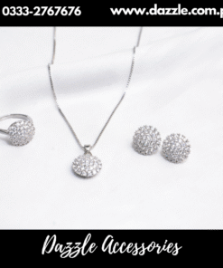 Silver Zirconia Pendant Set with Earrings and ring