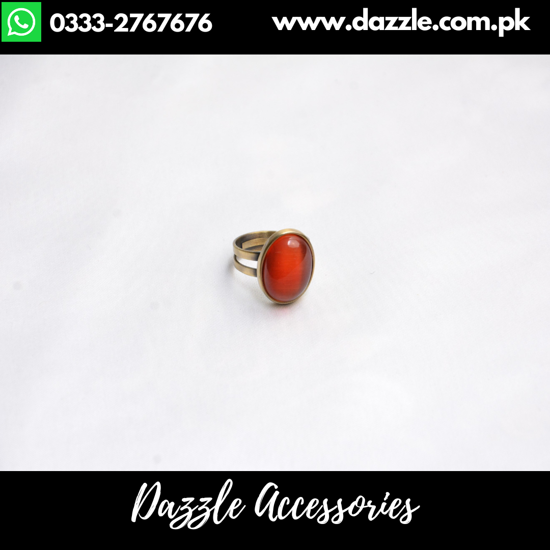 Single Maroon Stone Antique Ring Adjustable Size