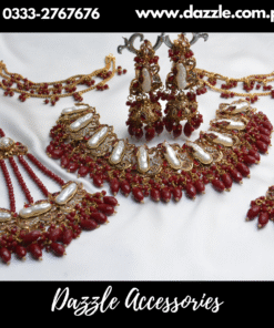 Turkish Maroon Bridal Set with Jhumka Bindiya and Jhoomar