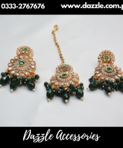 Emerald Green Bindiya Earrings Set