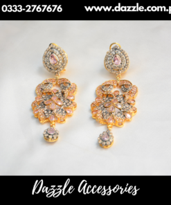 Fancy pink gold zirconia earrings