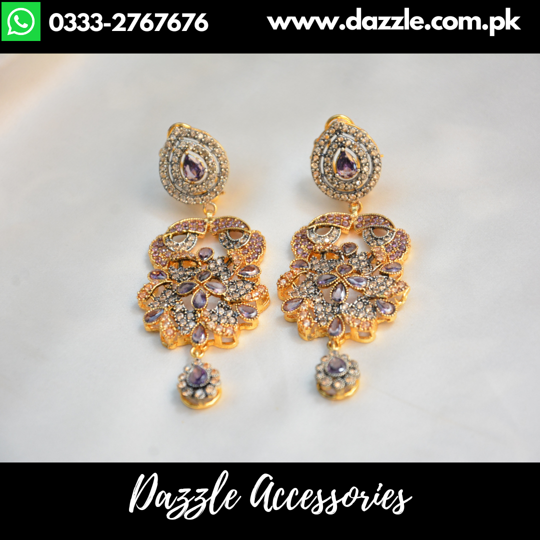 Fancy purple zirconia earrings