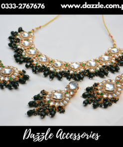 Gold Plated Green Bridal Set