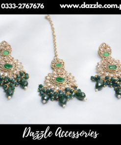 Green Baali Earrings with Bindiya