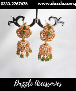 Green Colorful Jhumka Earrings