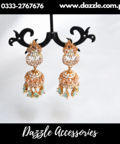 Light Pink Golden Jhumki Earrings