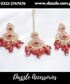 Maroon Baali Earrings with Bindiya