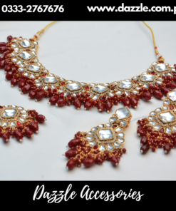 Maroon Bridal Kundan Set