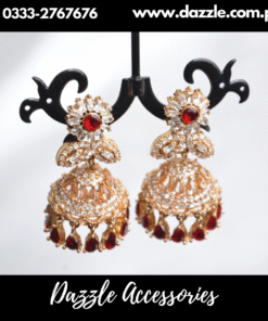 Maroon Golden Ethnic Jhumki Earrings