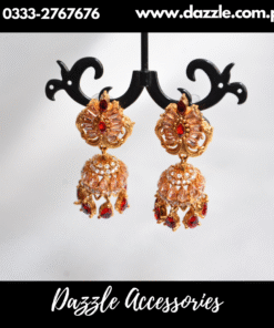 Maroon Golden Ethnic Jhumki Earrings