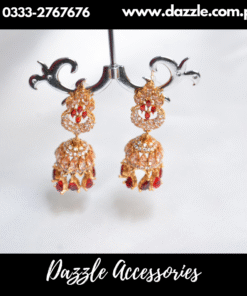 Maroon Golden Jhumka Earrings