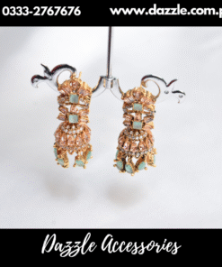 Mint Golden Jhumki Earrings