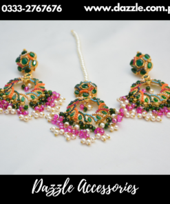 Multi Color Earrings and Bindiya for Mehndi