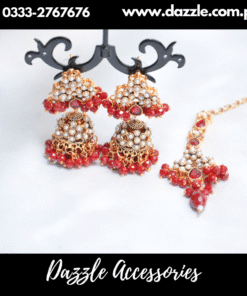Red Ethnic Jhumka with Bindiya
