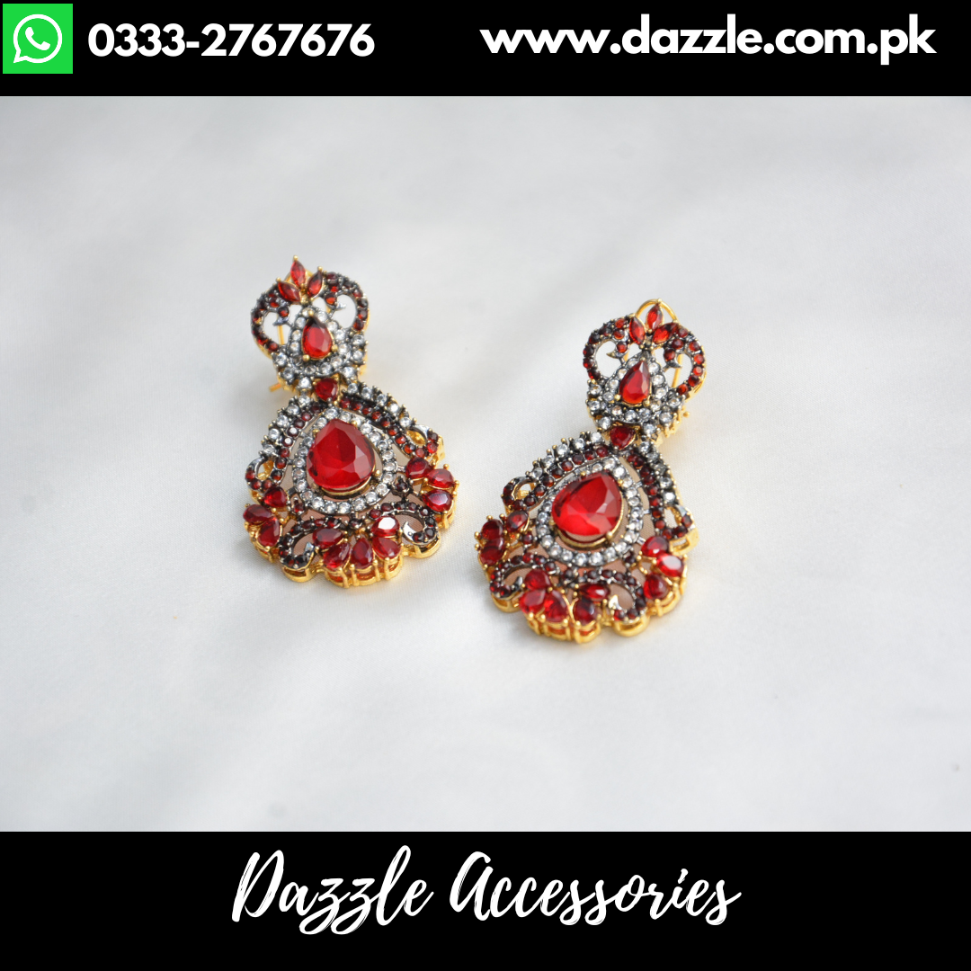 Stunning Zirconia Red Earrings