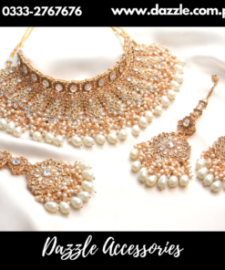 Dazzling Golden pearl Bridal Set