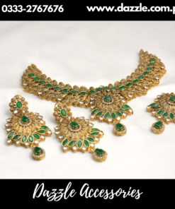 Emerald Green Gold Plated Bridal Set