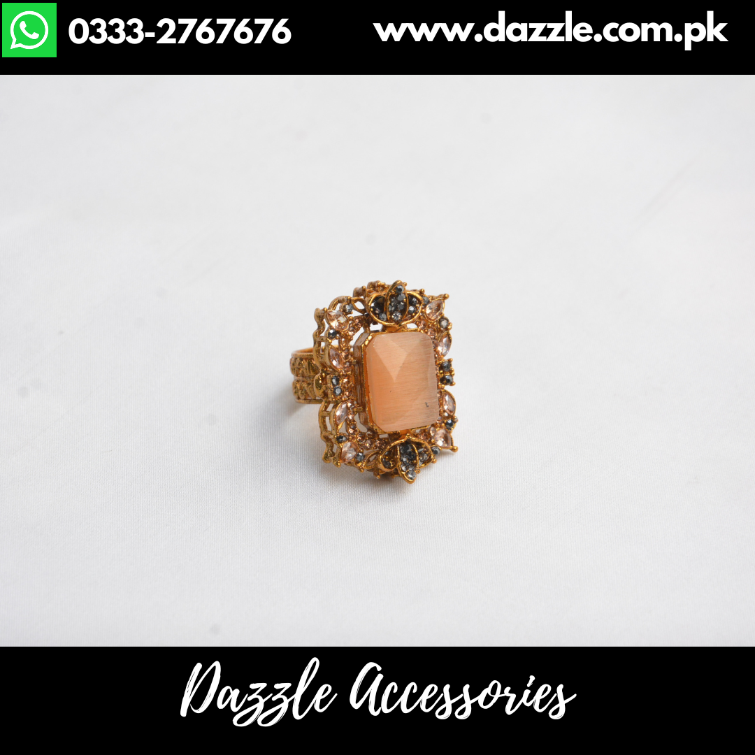 Peach Turkish Ladies Ring Adjustable Size