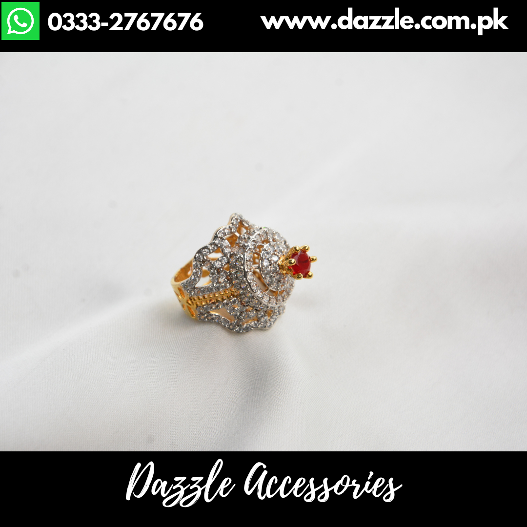 Ruby Gold Plated Statement Ladies Ring Adjustable Size