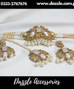 White Pearl Choker with Earrings