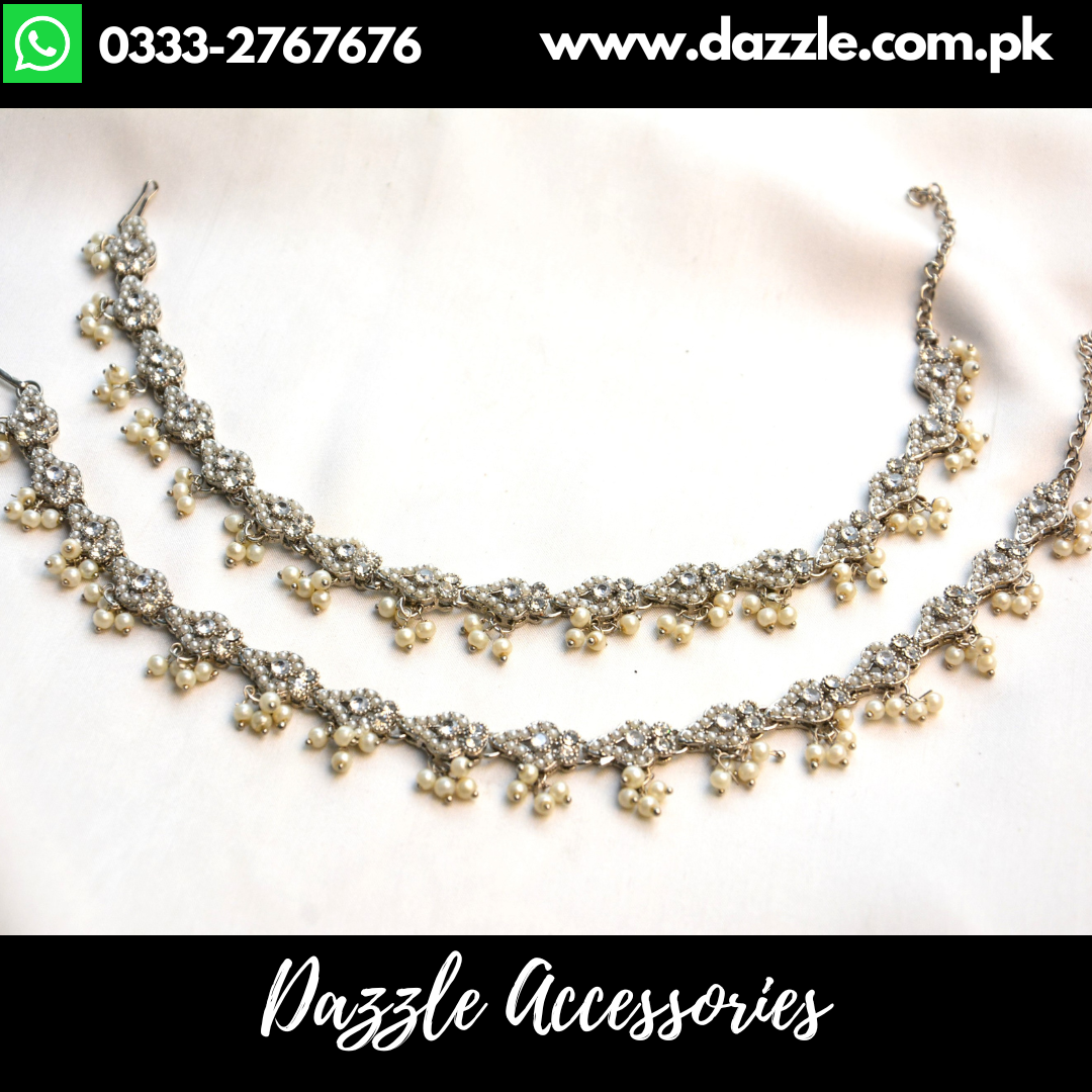 vintage silver anklets pair