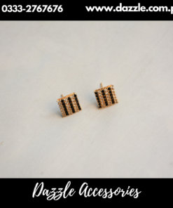 Black Golden Zirconia Minimal Stud Earrings