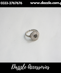 Black Silver Adjustable Ladies Ring