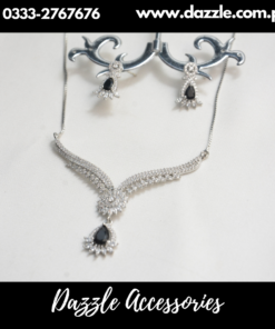 Black Silver Pendant with Earrings