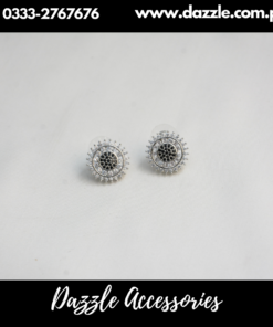 Black Silver Zirconia Stud Earrings