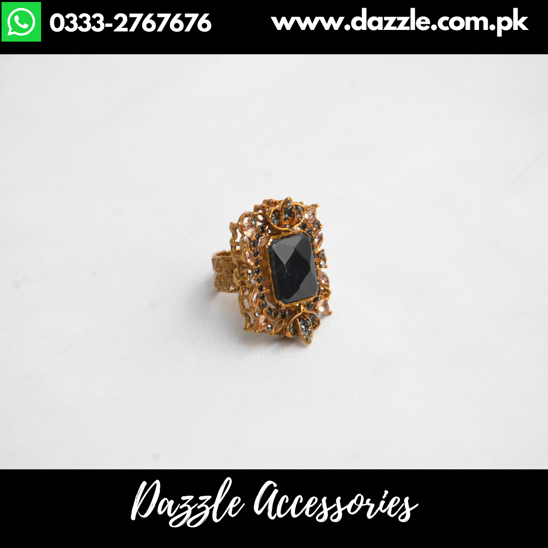 Black Turkish Ladies Ring Adjustable Size