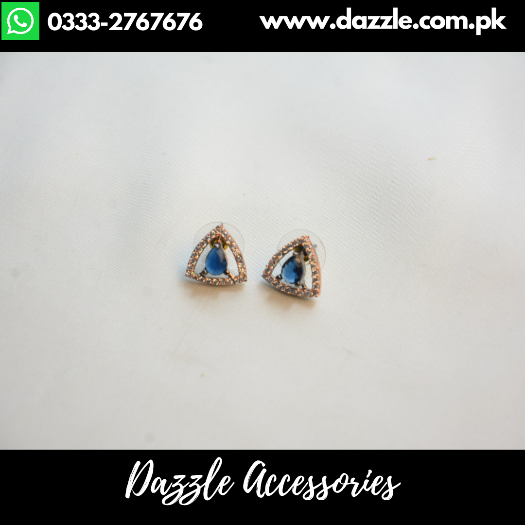 Blue Rhodium Plated Stud Earrings