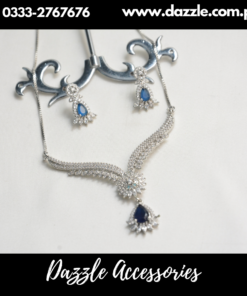 Blue Silver Pendant with Earrings