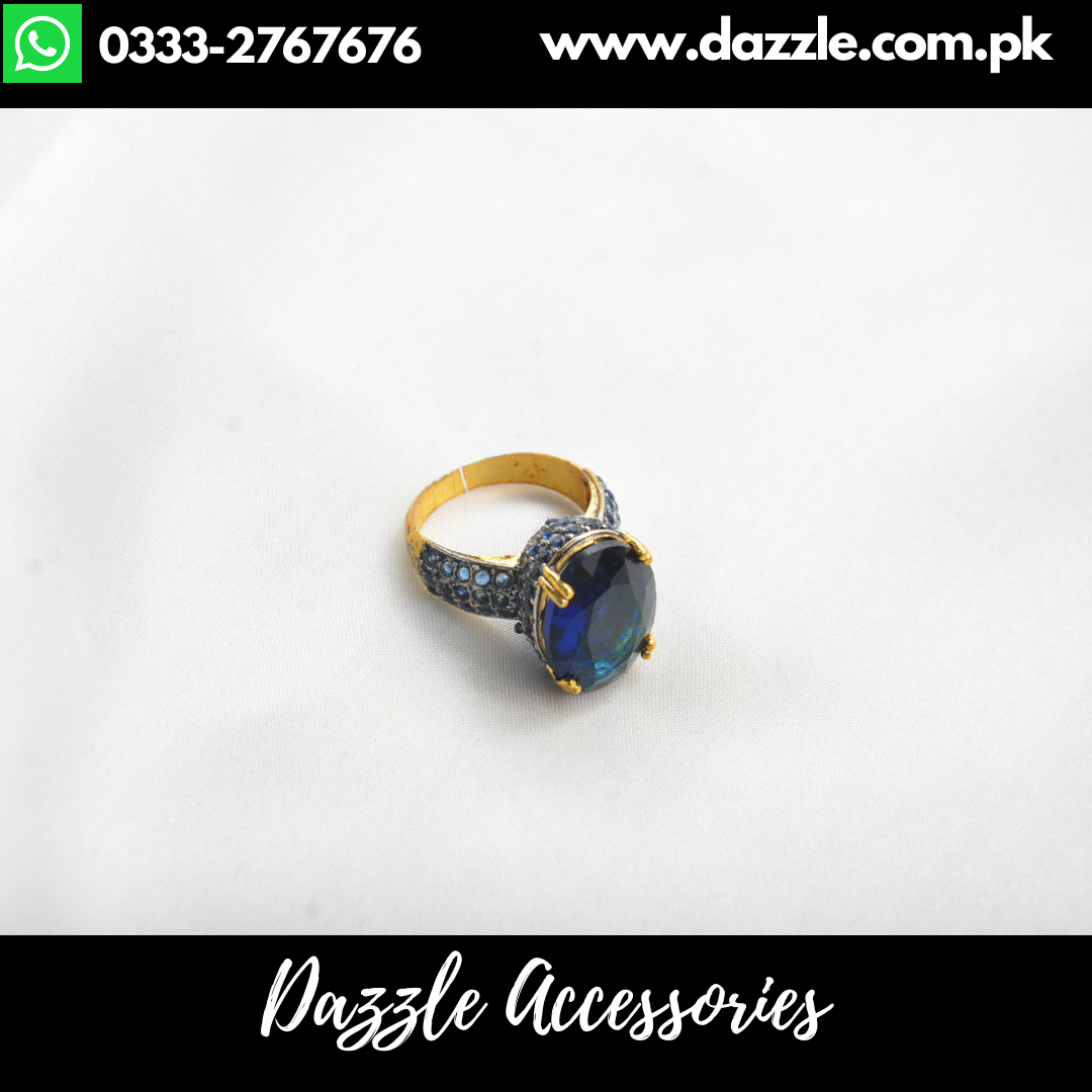 Blue Zirconia Adjustable Ladies Ring