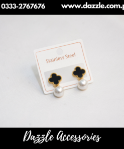 Branded Pearl Stainless Steel Earrings