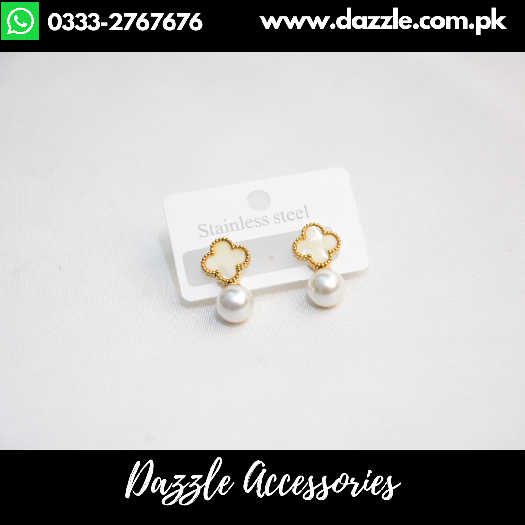 Branded White Stainless Steel Earrings for girls
