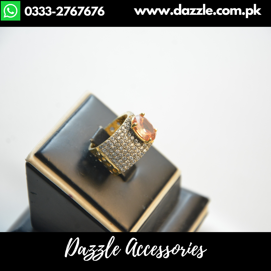 Champagne Zirconia Band Ring Adjustable Size